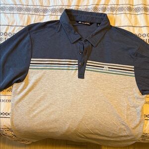 Men's Blue and Gray Polo Shirt